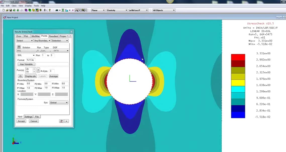 StressCheck Demo: 2D Stress Concentration Factor for Offset Hole