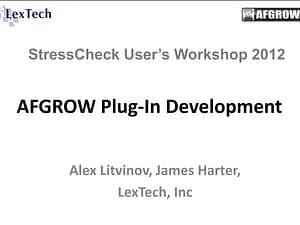 Conference Presentation: AFGROW Plug-In Development
