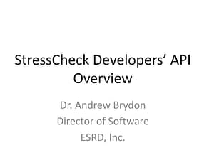 Conference Presentation: StressCheck Developer's API
