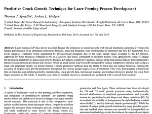 Predictive Crack Growth Technique for Laser Peening Process Development