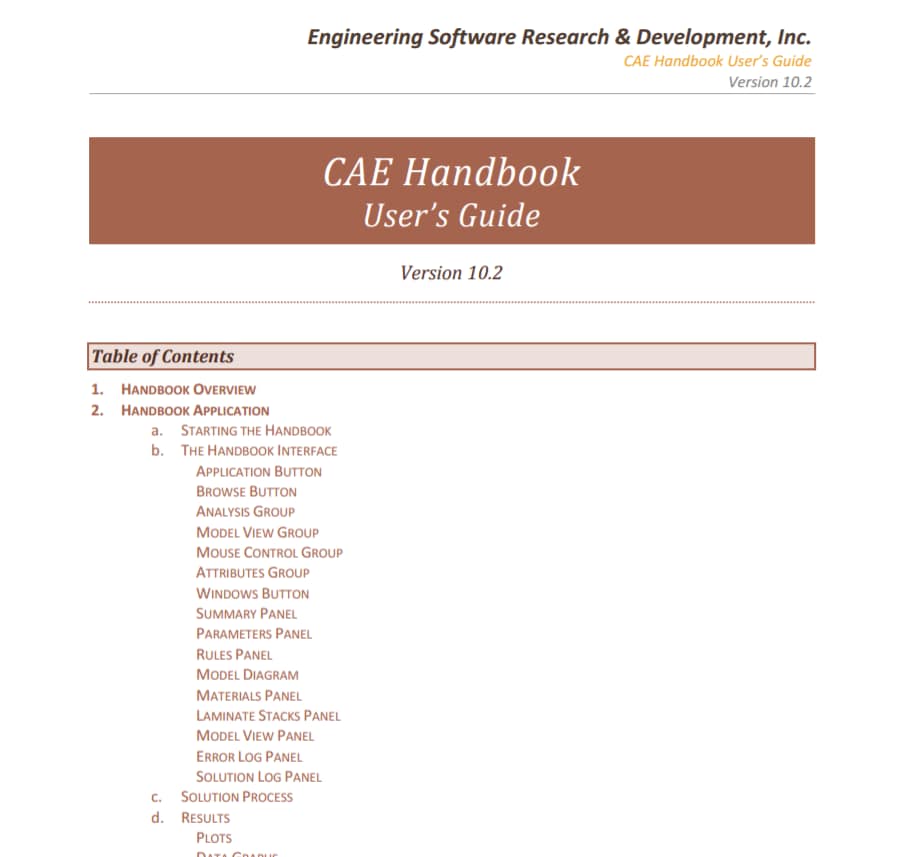 CAE Handbook User's Guide - ESRD