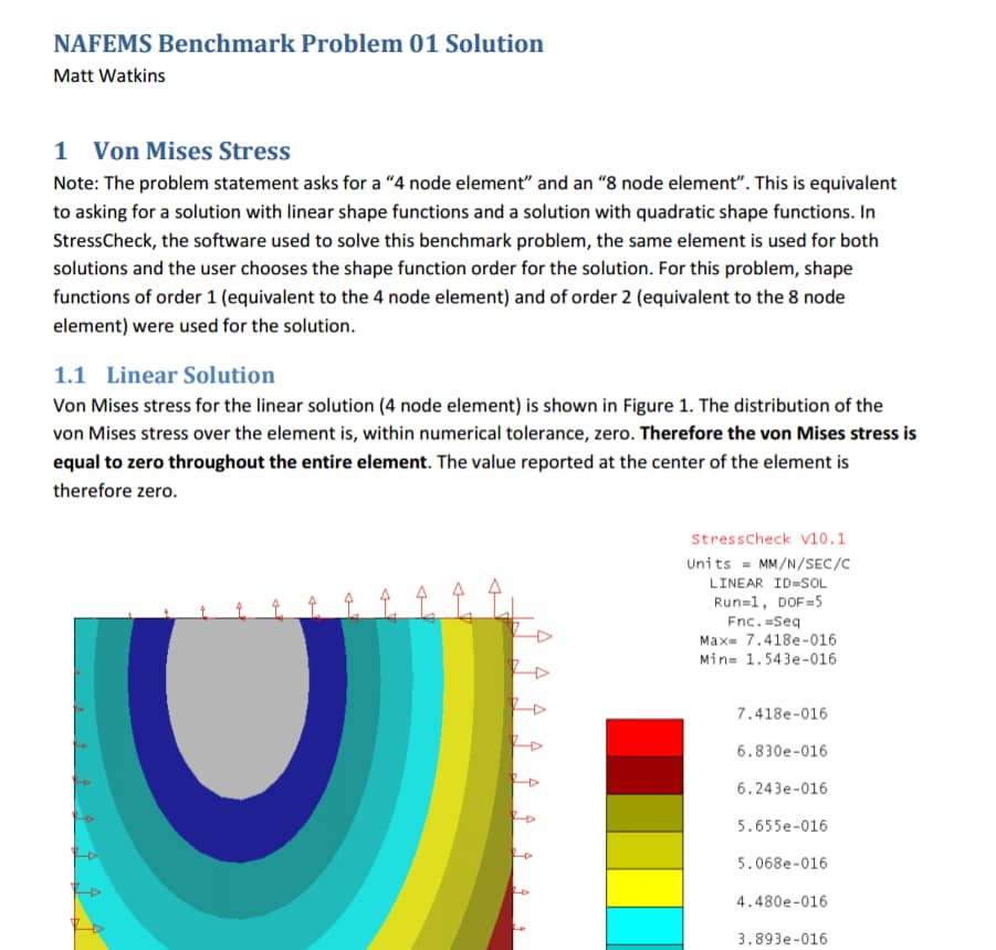 NAFEMS Benchmark Problem 01 Solution