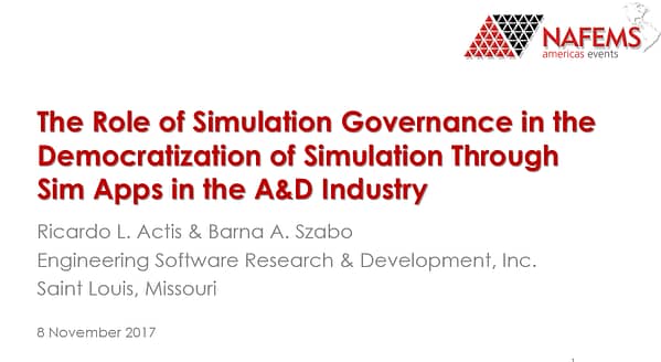 The Role of Simulation Governance in the Democratization of Simulation Through Sim Apps in the A&D Industry