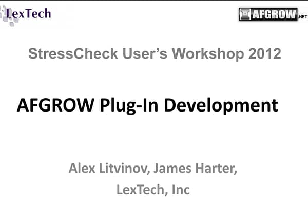 Conference Presentation: AFGROW Plug-In Development