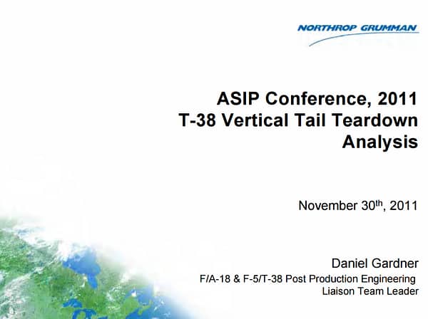 Conference Presentation: ASIP T-38 Vertical Tail Teardown Analysis