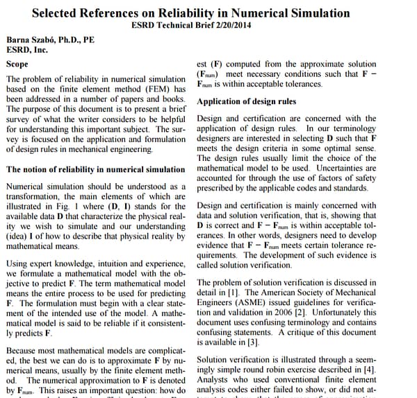 Reliability in Numerical Simulation Technical Brief