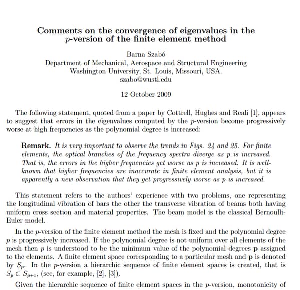 Eigenvalue convergence in the p-version of the FEM