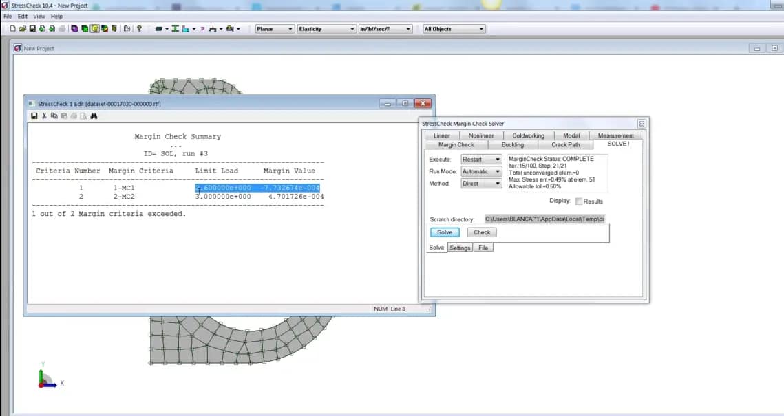 StressCheck Demo: 2D Margin Check Analysis
