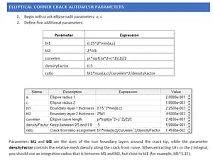 Helpful Hints and Tips: Elliptical Crack Automeshing Guidelines