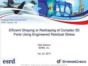 Efficient Shaping or Reshaping of Complex 3D Parts Using Engineered Residual Stress