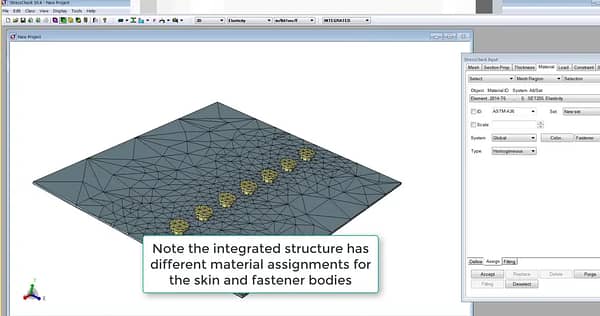 StressCheck Tutorial: 3D Modeling of a Skin-Stiffener-Fasteners Assembly (Partial Contact)