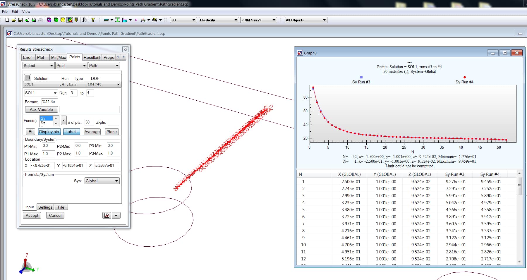 StressCheck Demo: Extracting Stress Gradients Between Points
