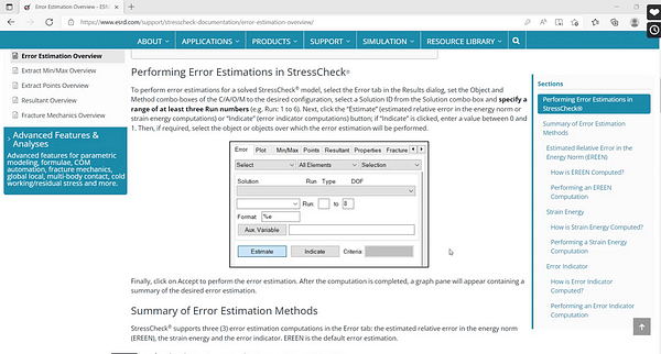 StressCheck Tutorial: Error Estimator and Error Indicator Overview