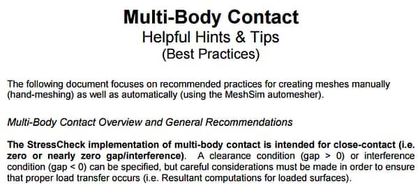 Helpful Hints and Tips: Multi-Body Contact Overview and General Recommendations