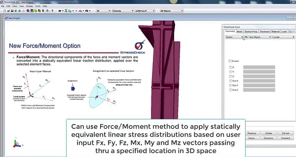 StressCheck Tutorial: Usage of the Force/Moment Method for Arbitrary Cross Sections