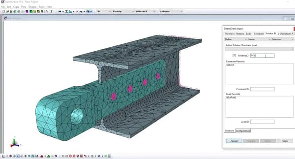 StressCheck Tutorial: Fitting + I-Beam Multi-Body Contact Analysis