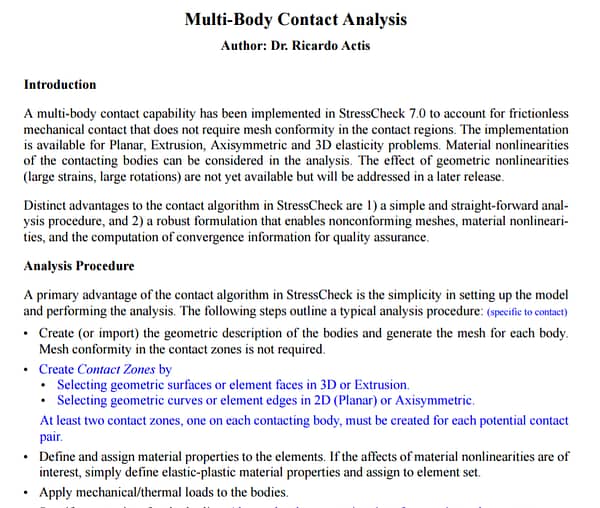 Multi-body Contact Analysis Technical Brief
