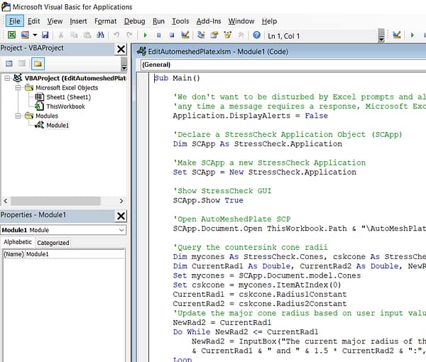 Helpful Hints and Tips: Advanced StressCheck Automation - Model Editing & Updating (Excel VBA)