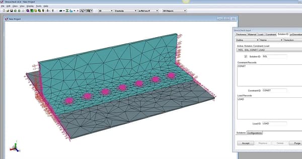 StressCheck Tutorial: 3D Modeling of a Skin-Stiffener-Fasteners Assembly (In-Plane Contact)