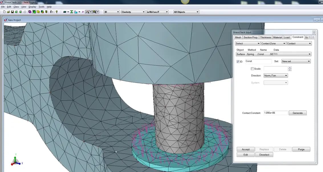 StressCheck Demo: Interference Fit Bushing + Loaded Pin Multi-Body Contact Analysis