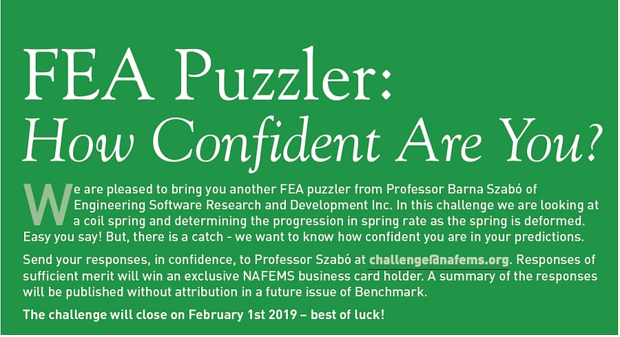 ESRD Poses FEA Puzzler in NAFEMS Benchmark Magazine October 2018