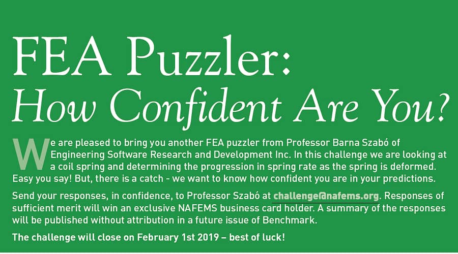 ESRD Poses FEA Puzzler in NAFEMS Benchmark Magazine October 2018