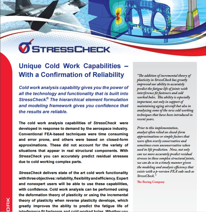 Cold Worked Hole Analysis Product Brief